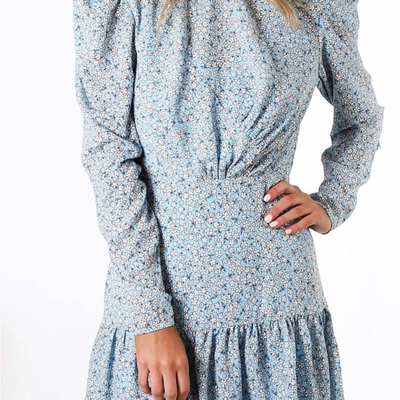 Finders Keepers Blue Blossom Floral Mini Dress Size L - Picture 3 of 11